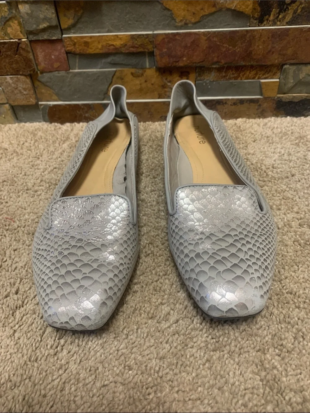 Nurture by Lamaze Light Gray leather Snake-Embossed Slip-Ons 7.5
